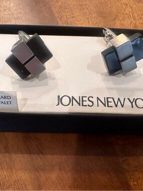 Jones New York Black and Silver Geometric Cufflinks NWOT - New in box